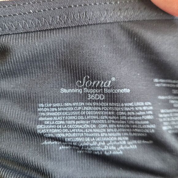 Soma 36DD Stunning Support Balconette Black  Floral Polka Dot Bra Underwire - Picture 5 of 6